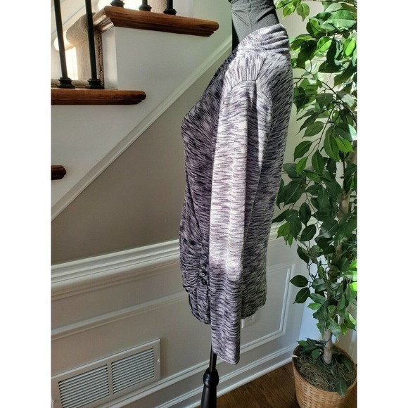 APT.9 Women's Gray Rayon V-Neck Long Sleeve Stretch Fitted Shirt Size Large - Picture 6 of 12